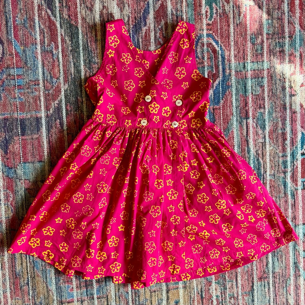 Jin-ja Kids Size 4 Handmade in Indonesia Colorful Floral Print Dress